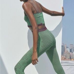 Zara Purple and Mint Zigzag Knit Crop Top & Leggings Set, seamless, Sz M